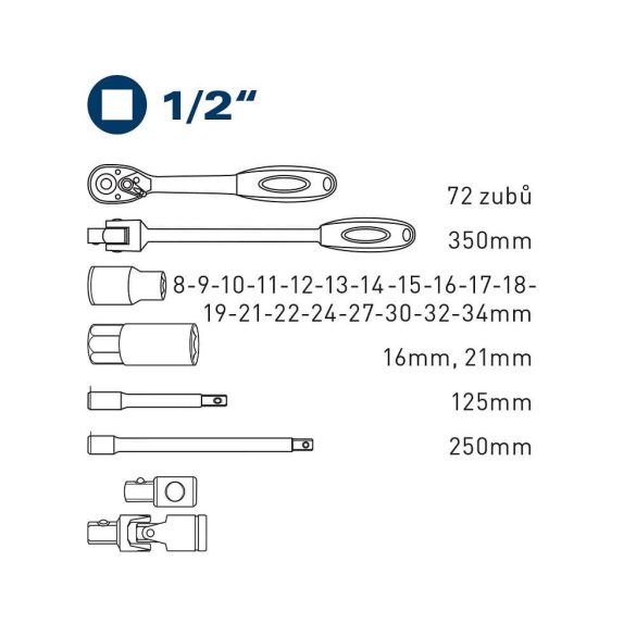 FORTUM dugókulcs készlet 27 részes 1/2"