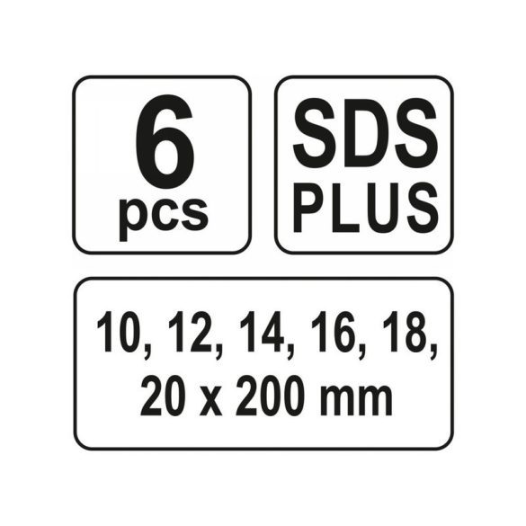 YATO Auger fafúró készlet, 6 részes, 200 mm SDS-Plus