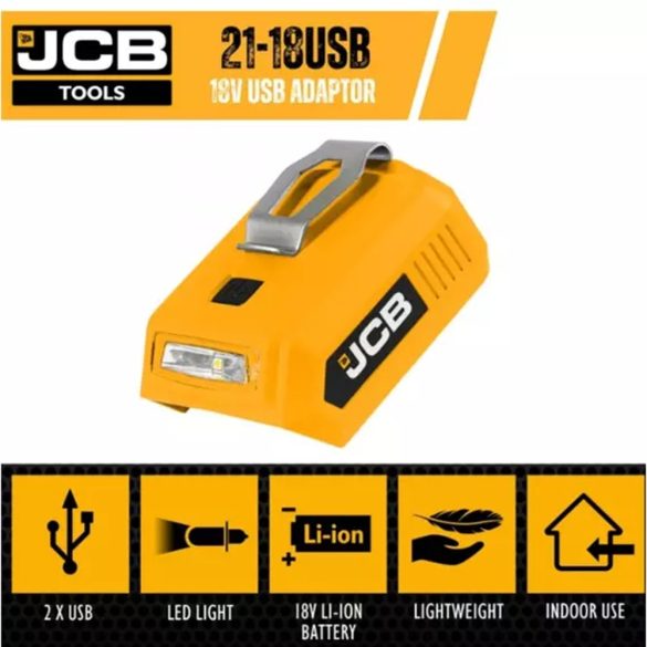 JCB Led lámpa és USB adapter akkumulátor, 18V