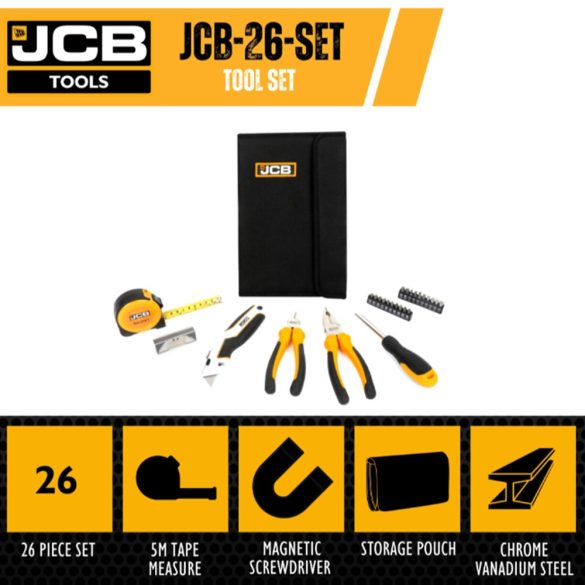 JCB Szerszámkészlet táskában, 26 db